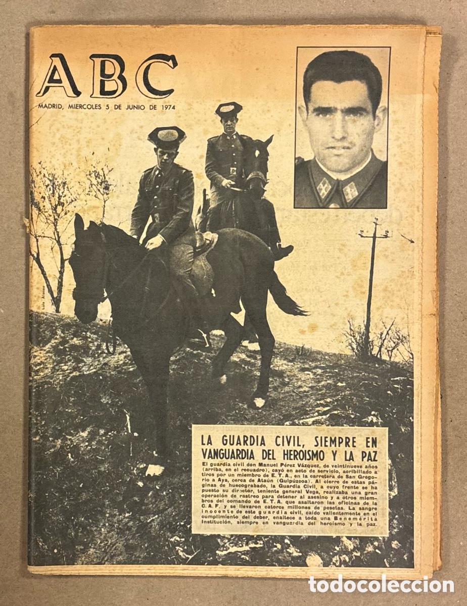 Coleccionismo de revistas y peri&oacute;dicos: ABC (5 JUNIO 1974). ETA ATENTADO CONTRA GUARDIA CIVIL ATAUN (GUIPUZCOA), ATL&Eacute;TICO - SABADELL COPA