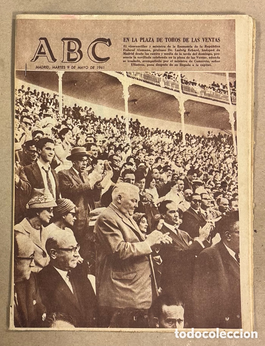 Coleccionismo de revistas y peri&oacute;dicos: ABC (9 MAYO 1961) VICECANCILLER EN PLAZA TOROS LAS VENTAS, PROYECTO PLAZA ORIENTAL ACUEDUCTO SEGOVIA