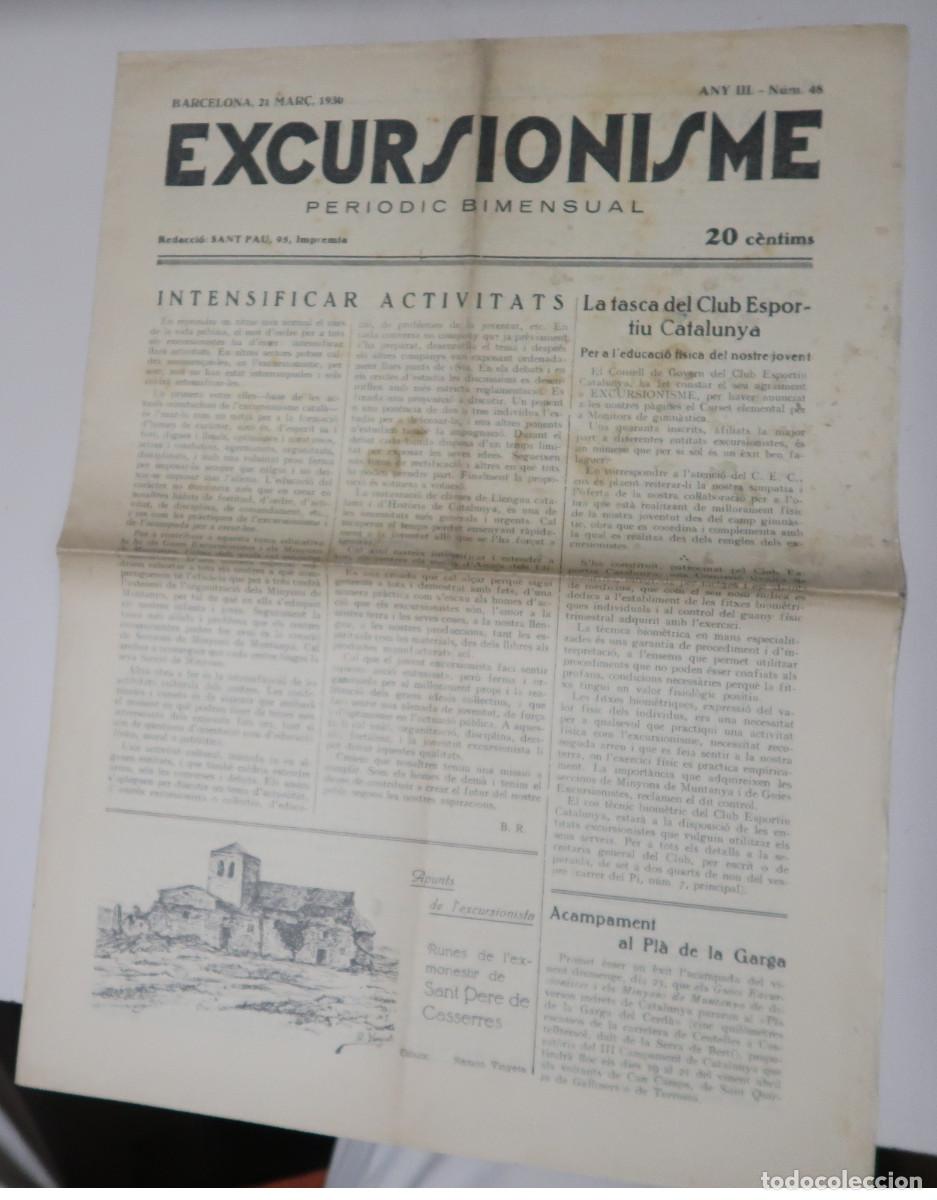 Coleccionismo de revistas y peri&oacute;dicos: EXCURSIONISME. PERI&Ograve;DIC BIMENSUAL. BARCELONA, 21 MAR&Ccedil; 1930. ANY III. N&Uacute;M. 48