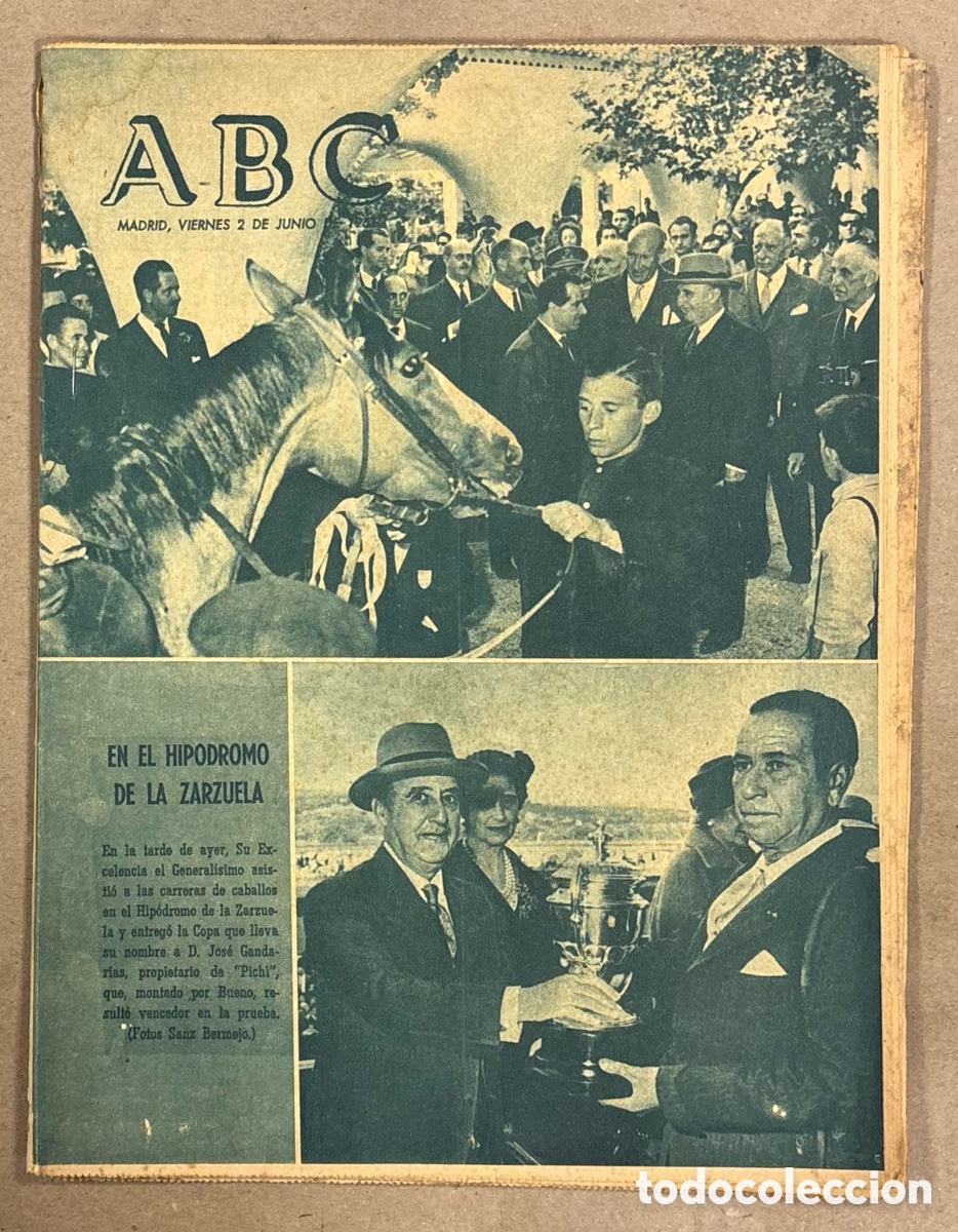 Coleccionismo de revistas y peri&oacute;dicos: ABC (2 JUJIO 1961) FRANCO HIP&Oacute;DROMO DE LA ZARZUELA, REAL MADRID GANA EN SAN MAMES COPA, ASESINATO TR
