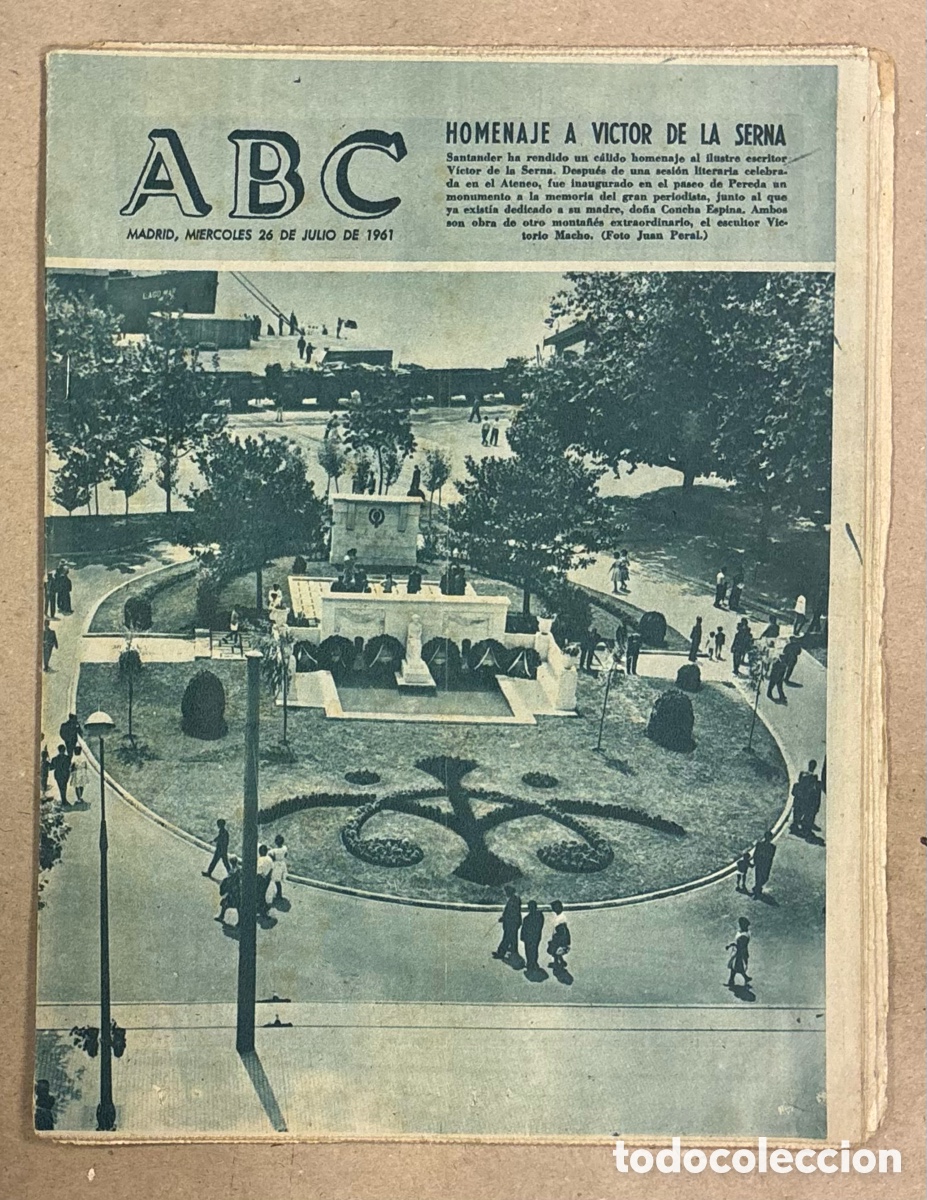 Coleccionismo de revistas y peri&oacute;dicos: ABC (26 JULIO 1961) HOMENAJE A VICTOR DE LA SERNA SANTANDER, NUEVO ALBERGUE NACIONAL VILLACASTIN