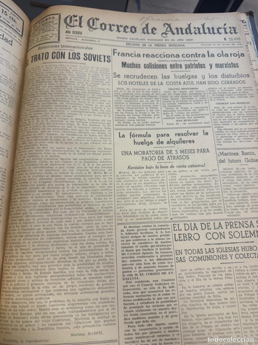 Collection Magazines and Newspapers: EL CORREO DE ANDALUC&Iacute;A 1936 COMPLETO 2&ordm; TRIMESTRE &ndash; PRE GUERRA CIVIL &ndash; ENCUADERNADO
