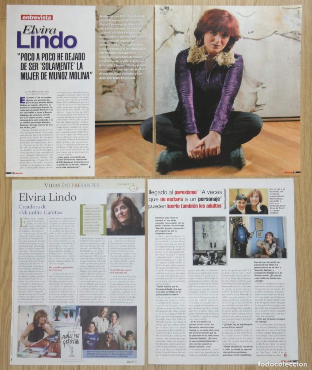 Coleccionismo de revistas y peri&oacute;dicos: ELVIRA LINDO - lote de prensa 1990s/2020s fotos entrevista literatura escritora clippings recortes