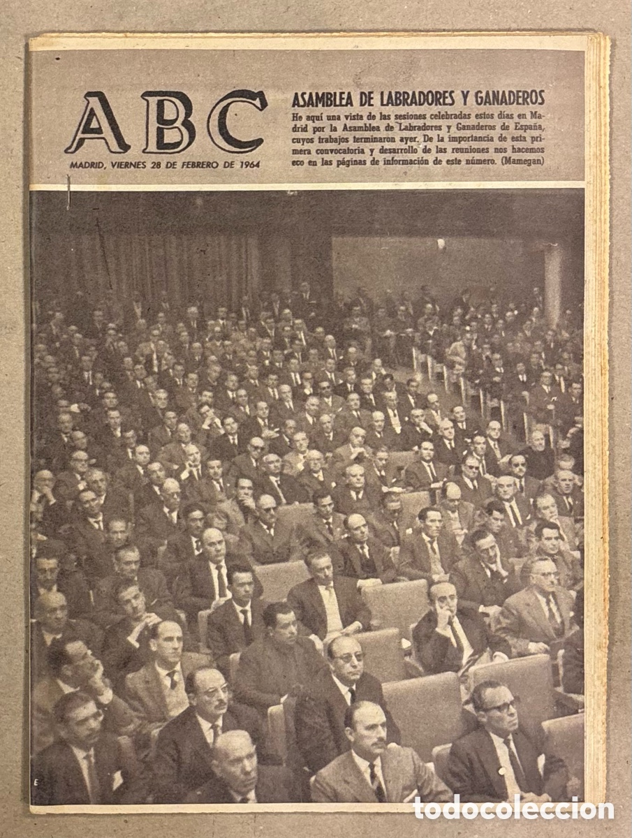 Coleccionismo de revistas y peri&oacute;dicos: ABC (28 FEBRERO 1964) ASAMBLEA DE LABRADORES Y GANADEROS, TRANVIARIOS VALENCIANOS, ESPA&Ntilde;A 2-1 INGLAT