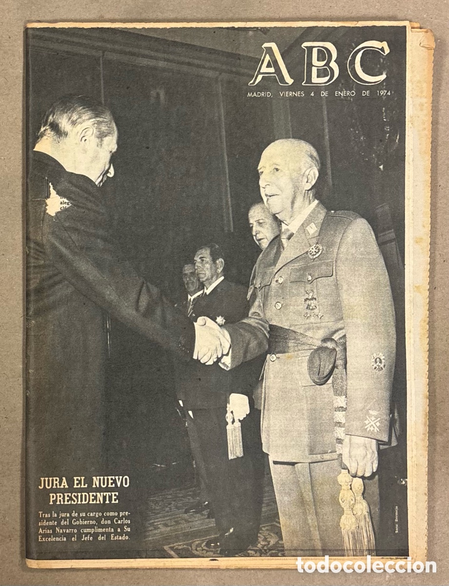 Coleccionismo de revistas y peri&oacute;dicos: ABC (4 FEBRERO 1974) JURA NUEVO PRESIDENTE ARIAS NAVARRO, MOSCARD&Oacute; 2-2 MURCIA, ACUERDO HISPANO MARRO