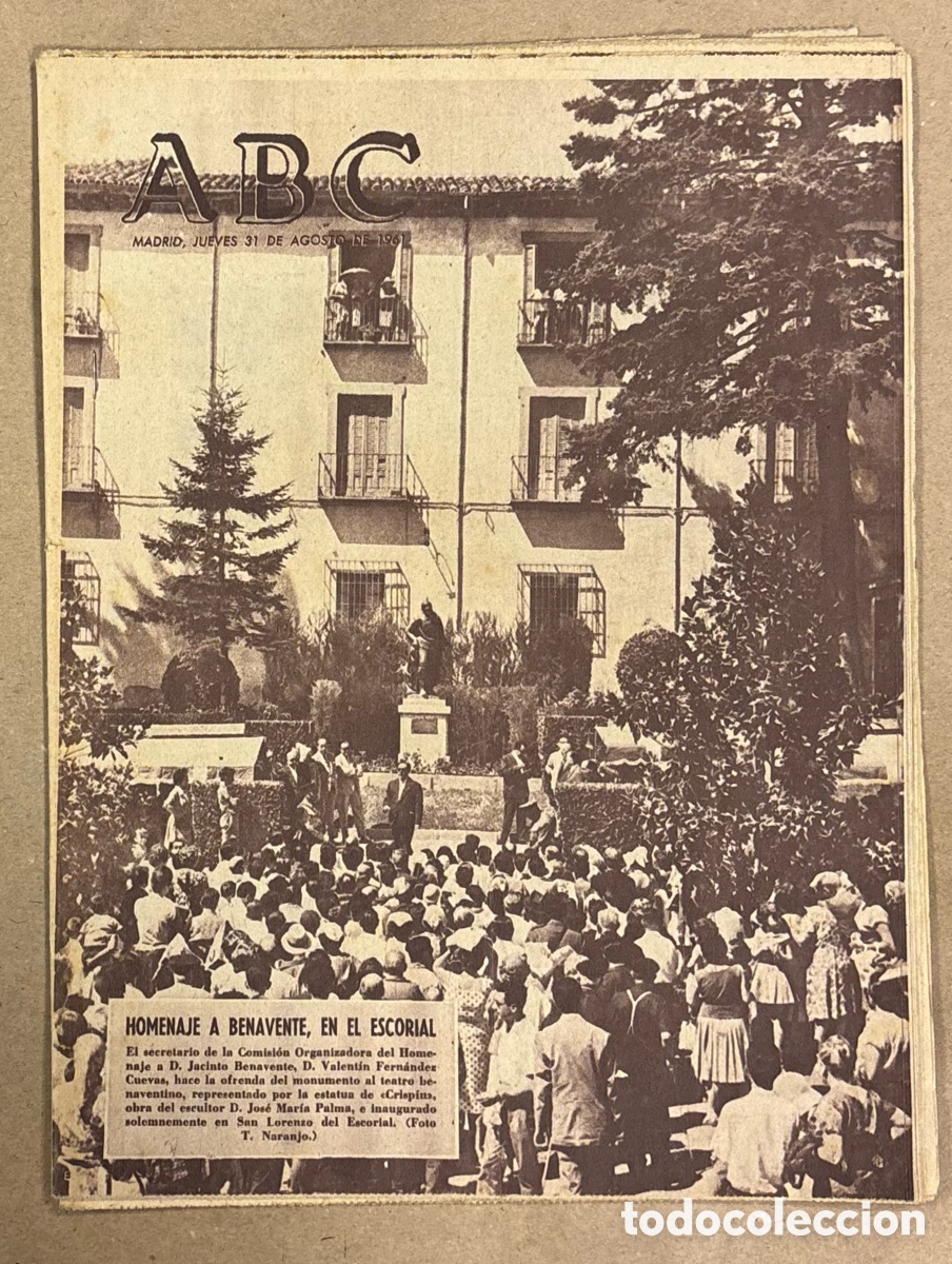 Coleccionismo de revistas y peri&oacute;dicos: ABC (31 AGOSTO 1961) HOMENAJE A JACINTO BENAVENTE EN EL ESCORIAL, BARCELONA HOMENAJE A KUBALA,&hellip;