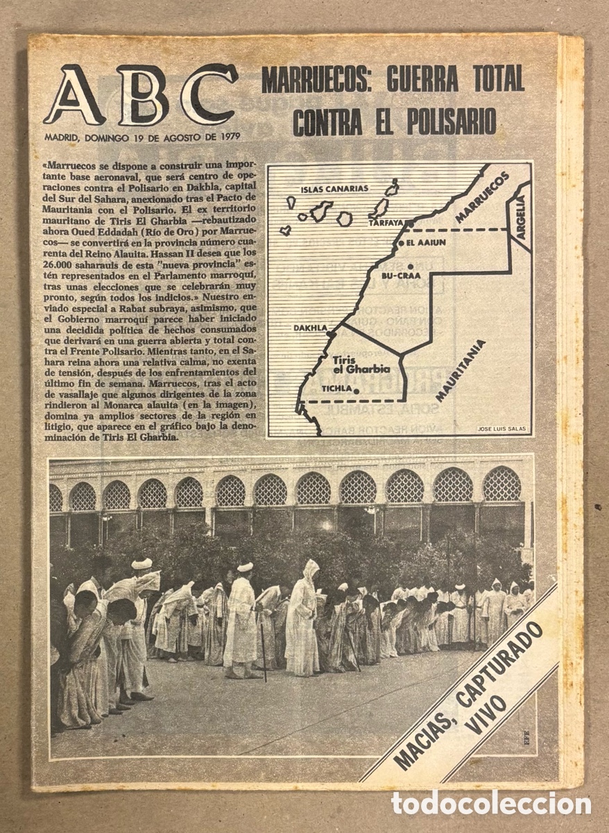 Coleccionismo de revistas y peri&oacute;dicos: ABC (19 AGOSTO 1979) MARRUECOS: GUERRA TOTAL CONTRA EL POLISARIO, ATENTADO LASARTE POLIC&Iacute;A MUNICIPAL