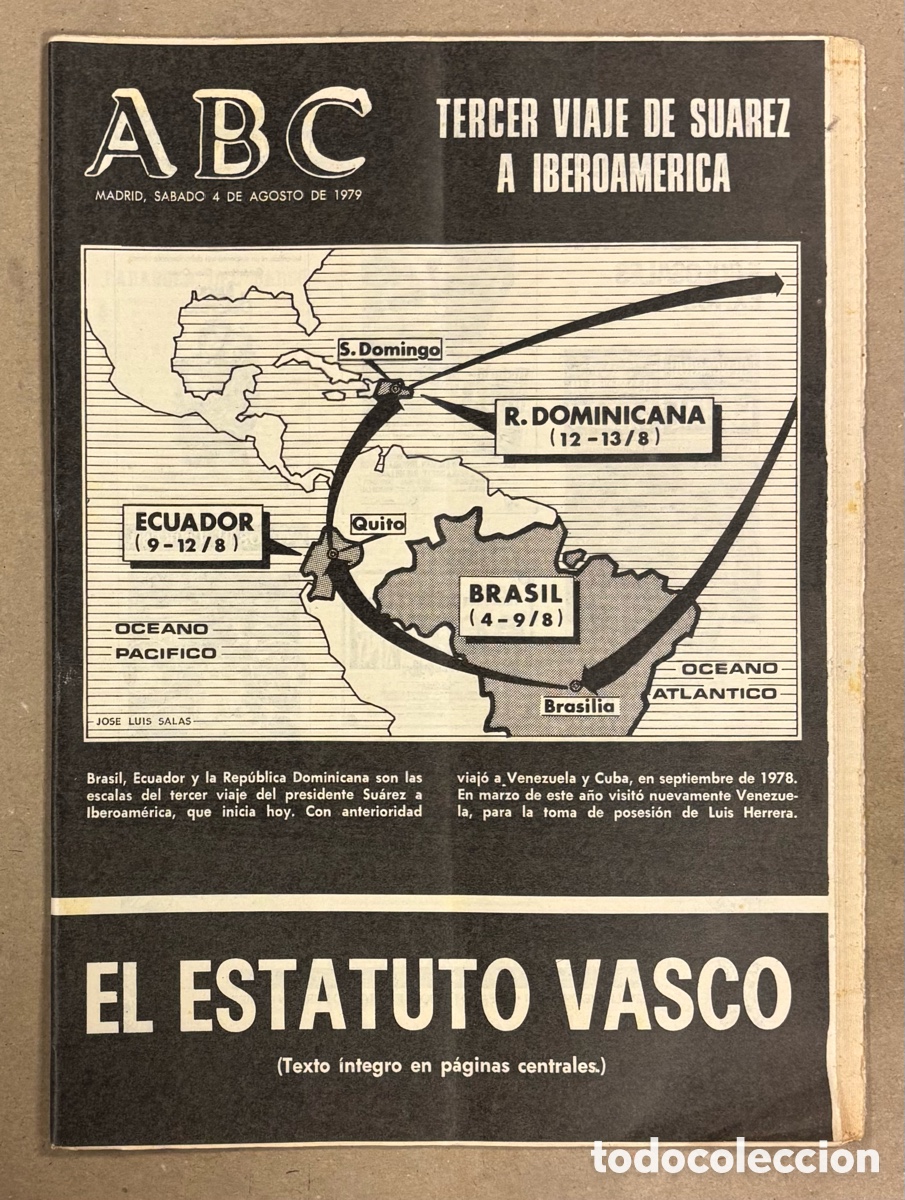 Coleccionismo de revistas y peri&oacute;dicos: ABC (4 AGOSTO 1979) EL ESTATUTO VASCO TEXTO &Iacute;NTEGRO, BRASIL 2-1 ARGENTINA COPA AM&Eacute;RICA MARADONA