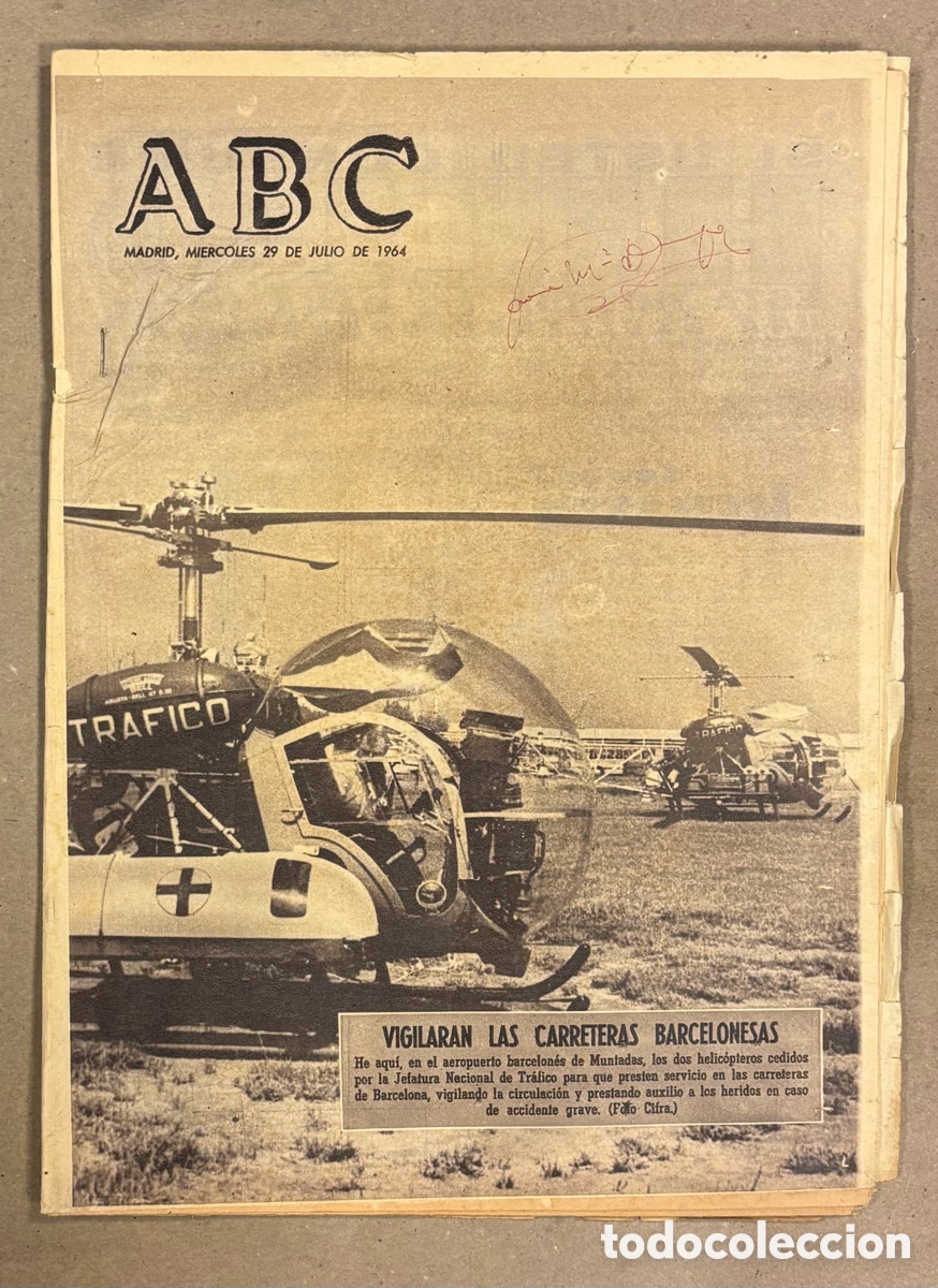 Coleccionismo de revistas y peri&oacute;dicos: ABC (29 JULIO 1964) HELIC&Oacute;PTEROS VIGILAR&Aacute;N CARRETERAS BARCELONA, ESPA&Ntilde;A CAMPEONATO MUNDO PARACA&Iacute;DAS,