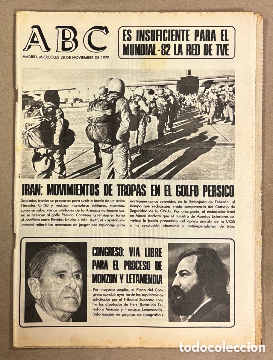 Coleccionismo de revistas y peri&oacute;dicos: ABC (28 NOVIEMBRE 1979). IRAN Vs USA, MUNDIAL &lsquo;82 RTVE, CONGRESO HERRI BATASUNA,&hellip;