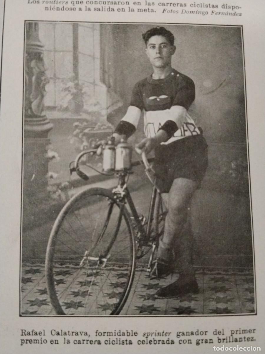 Coleccionismo de revistas y peri&oacute;dicos: RAFAEL CALATRAVA FORMIDABLE SPRINTER CICLISMO GANADOR CARRERA ALMERIA HOJA REVISTA A&Ntilde;O 1928