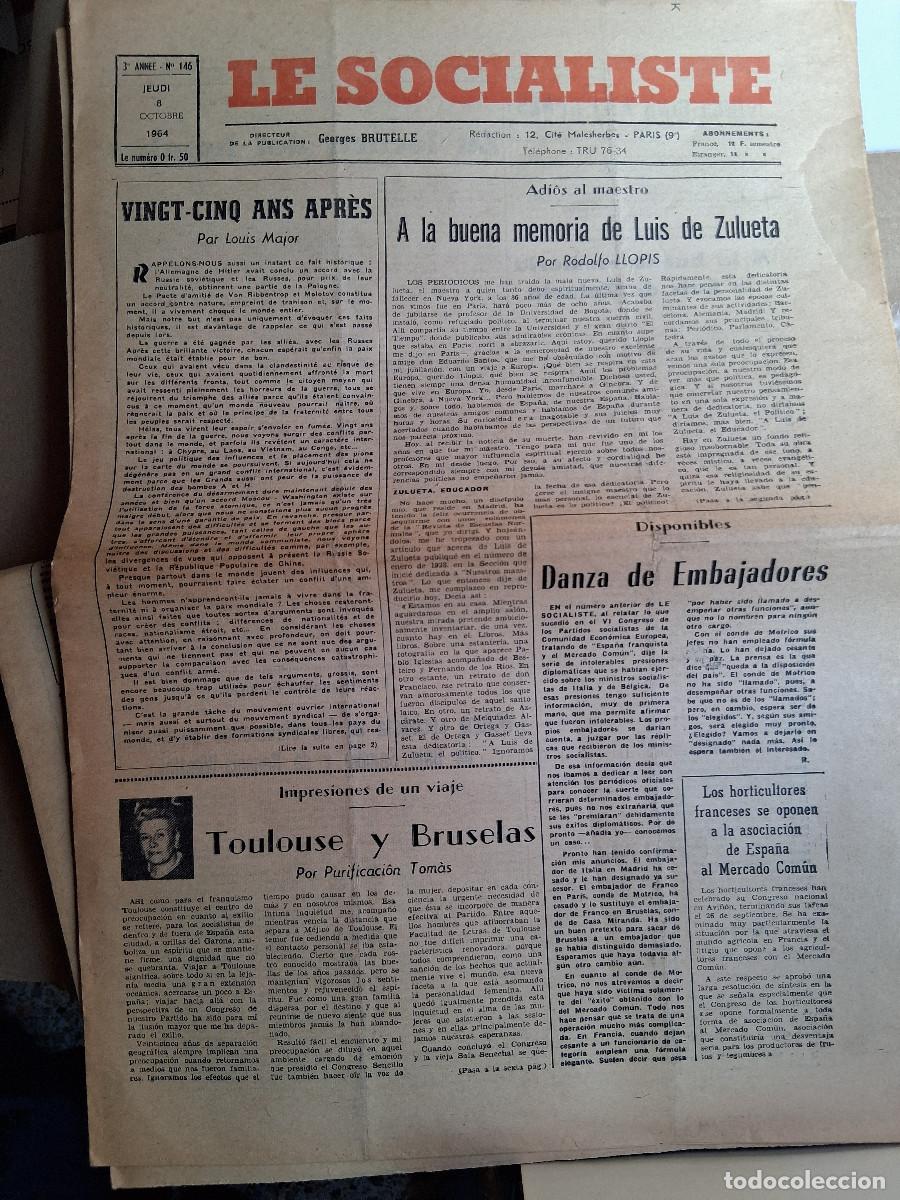 Coleccionismo de revistas y peri&oacute;dicos: SOCIALISTE, LE: DIRECTEUR Georges Brutelle Par&iacute;s, n&ordm; 146 , 8 octubre 1964, 2&ordf; la buena memoria de