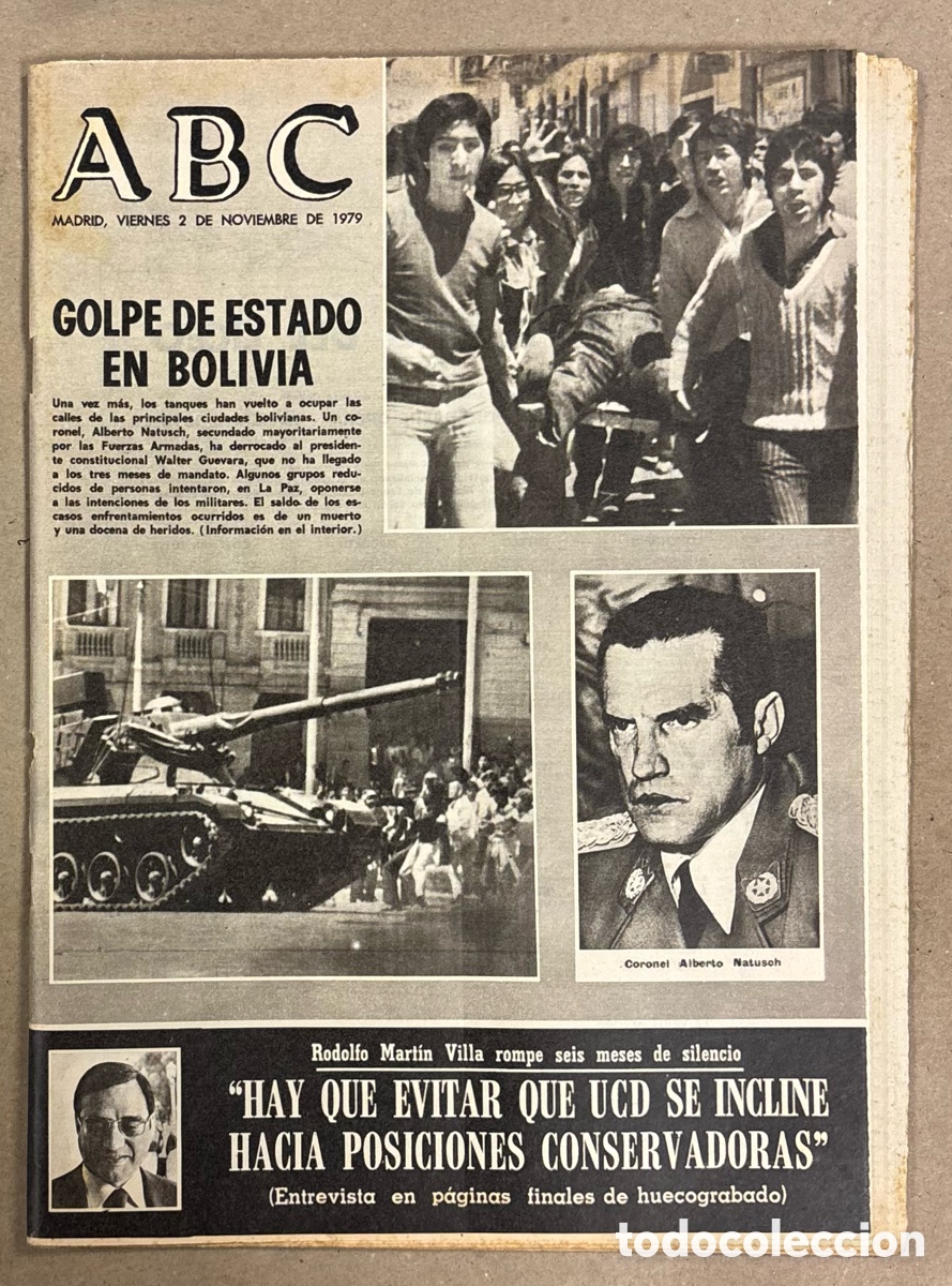Coleccionismo de revistas y peri&oacute;dicos: ABC (2 DE NOVIEMBRE DE 1979). GOLPE DE ESTADO EN BOLIVIA, RODOLFO MART&Iacute;N VILLA UCD,&hellip;