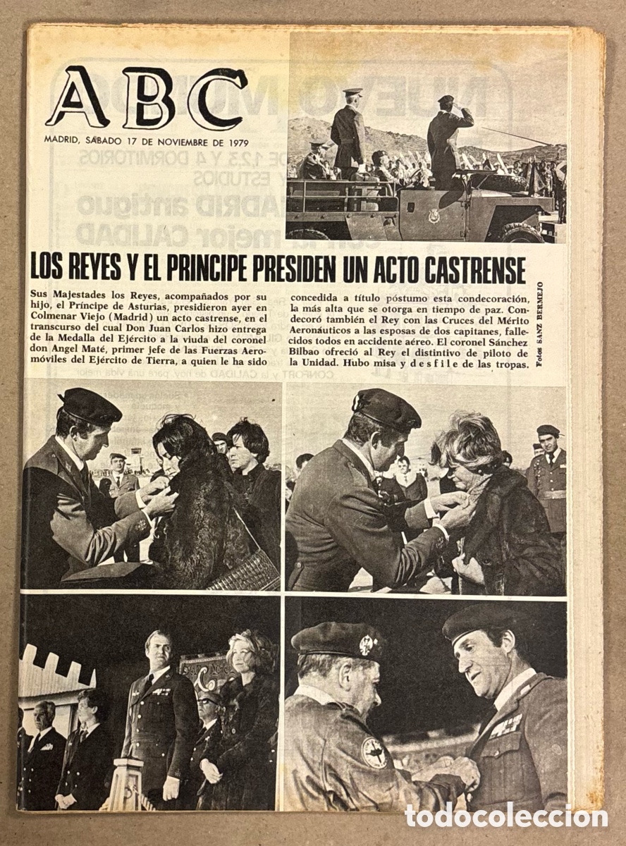 Coleccionismo de revistas y peri&oacute;dicos: ABC (17 NOVIEMBRE 1979). REYES Y PR&Iacute;NCIPE ACTO CASTRENSE COLMENAR VIEJO, RRPORTAJE ATL&Eacute;TICO MADRID