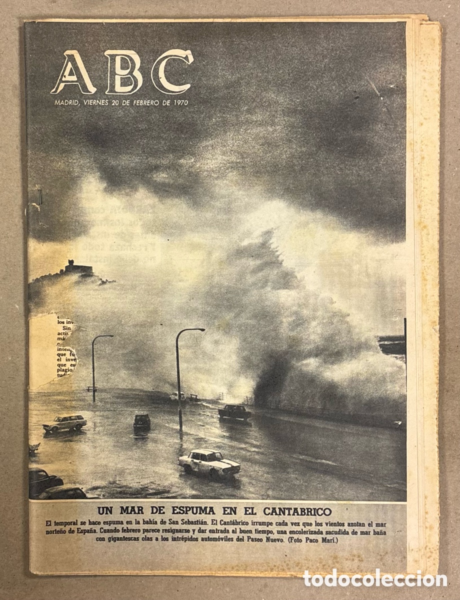 Coleccionismo de revistas y peri&oacute;dicos: ABC (20 FEBRERO 1970) TEMPORAL PASEO NUEVO SAN SEBASTI&Aacute;N, MONTA&Ntilde;EROS ATRAPADOS NIEVE NARANJO BULNES