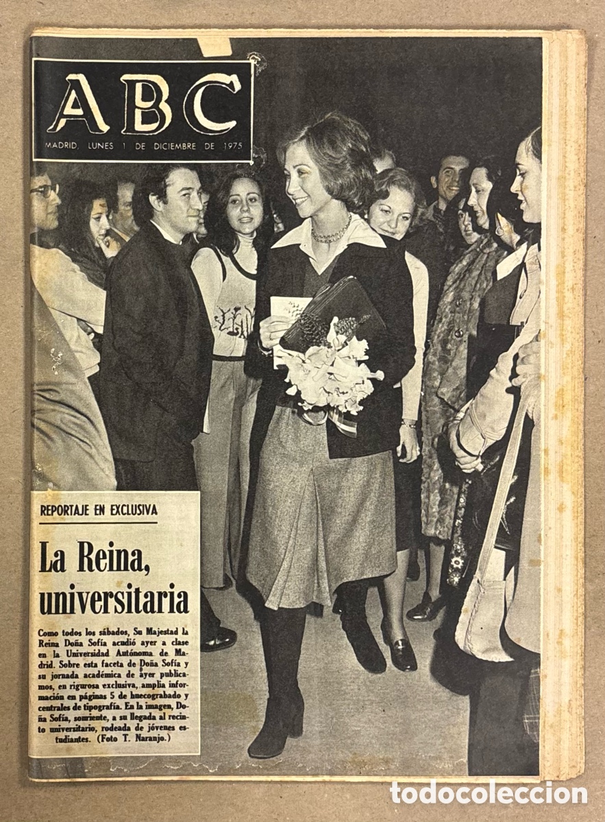 Coleccionismo de revistas y peri&oacute;dicos: ABC (1 DICIEMBRE 1975) LA REINA SOF&Iacute;A ESTUDIA UNIVERSIDAD AUT&Oacute;NOMA, PROCESO 1001 SALEN DE LA C&Aacute;RCEL