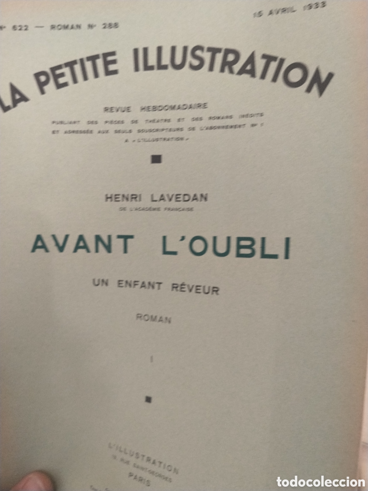 Collection Magazines and Newspapers: La petite Illustration. N. 288. 1933