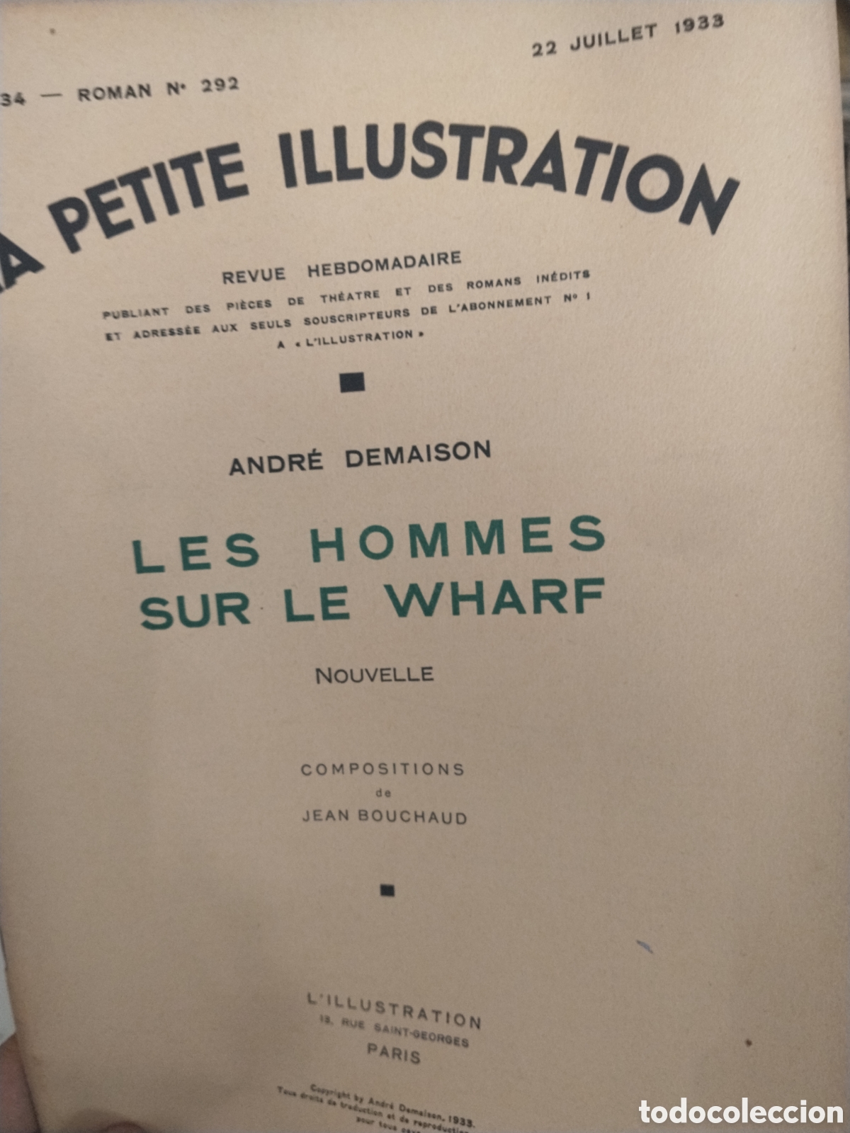 Coleccionismo de revistas y peri&oacute;dicos: La petite Illustration. 292. 1933