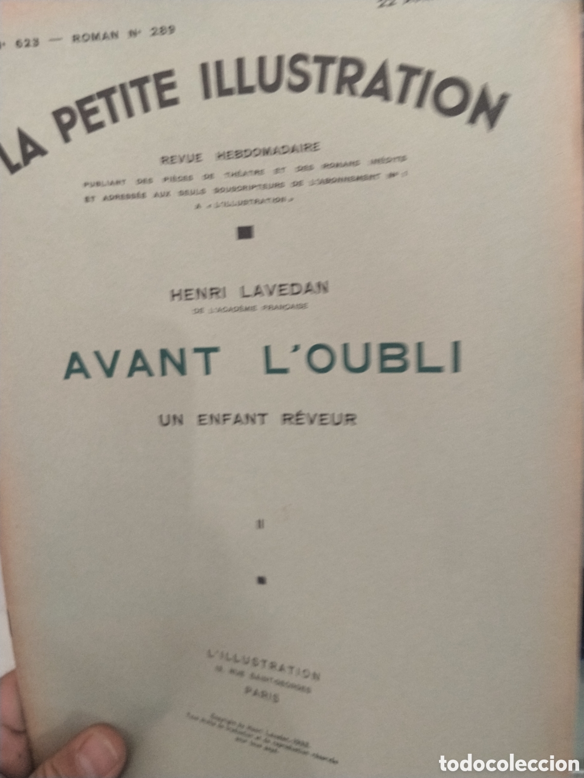 Collectionnisme de Revues et Journaux: La petite Illustration. N. 289. 1933