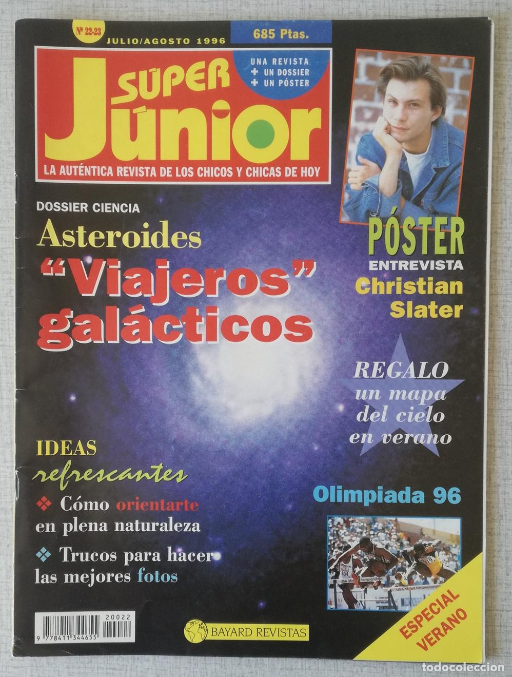 Coleccionismo de revistas y peri&oacute;dicos: Revista Super Junior, n&ordm; 22-23: Julio-Agosto 1996 - Incluye el poster Christian Slater
