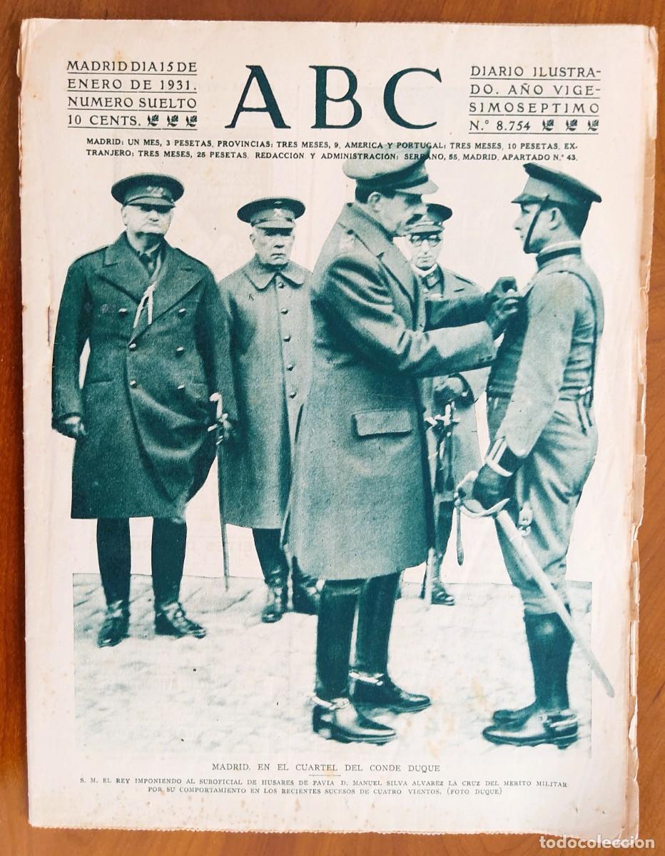 Coleccionismo de revistas y peri&oacute;dicos: ABC N&ordm; 8.754 - 15 ENERO 1931 - EN PORTADA EL REY ALFONSO XIII, HOMBRE ARA&Ntilde;A EN CATEDRAL DE SANTIAGO