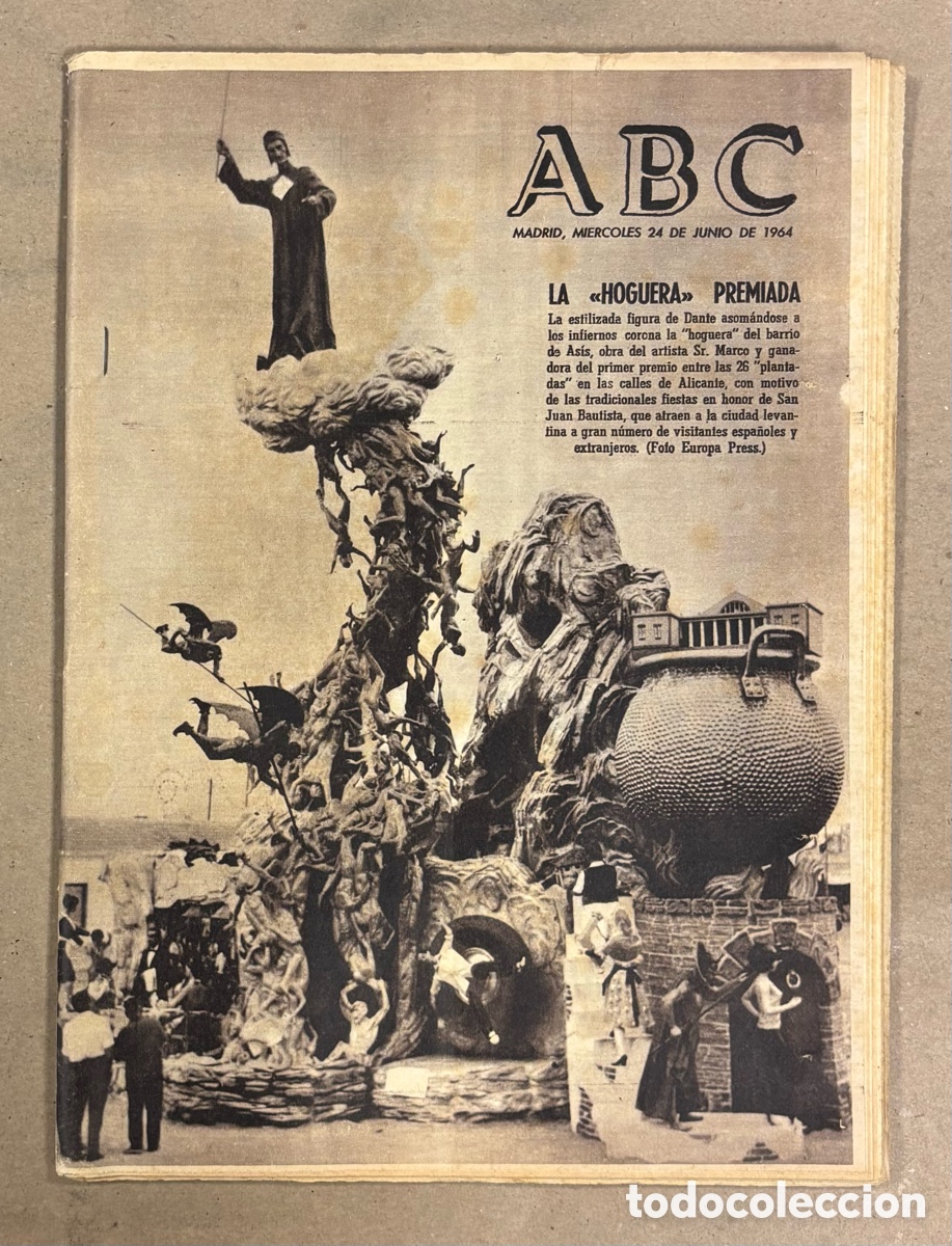 Coleccionismo de revistas y peri&oacute;dicos: ABC (24 JUNIO 1964) FALLAS VALENCIA HOGUERA BARRIO DE AS&Iacute;S GANADORA, DI STEFANO FUERA MADRID