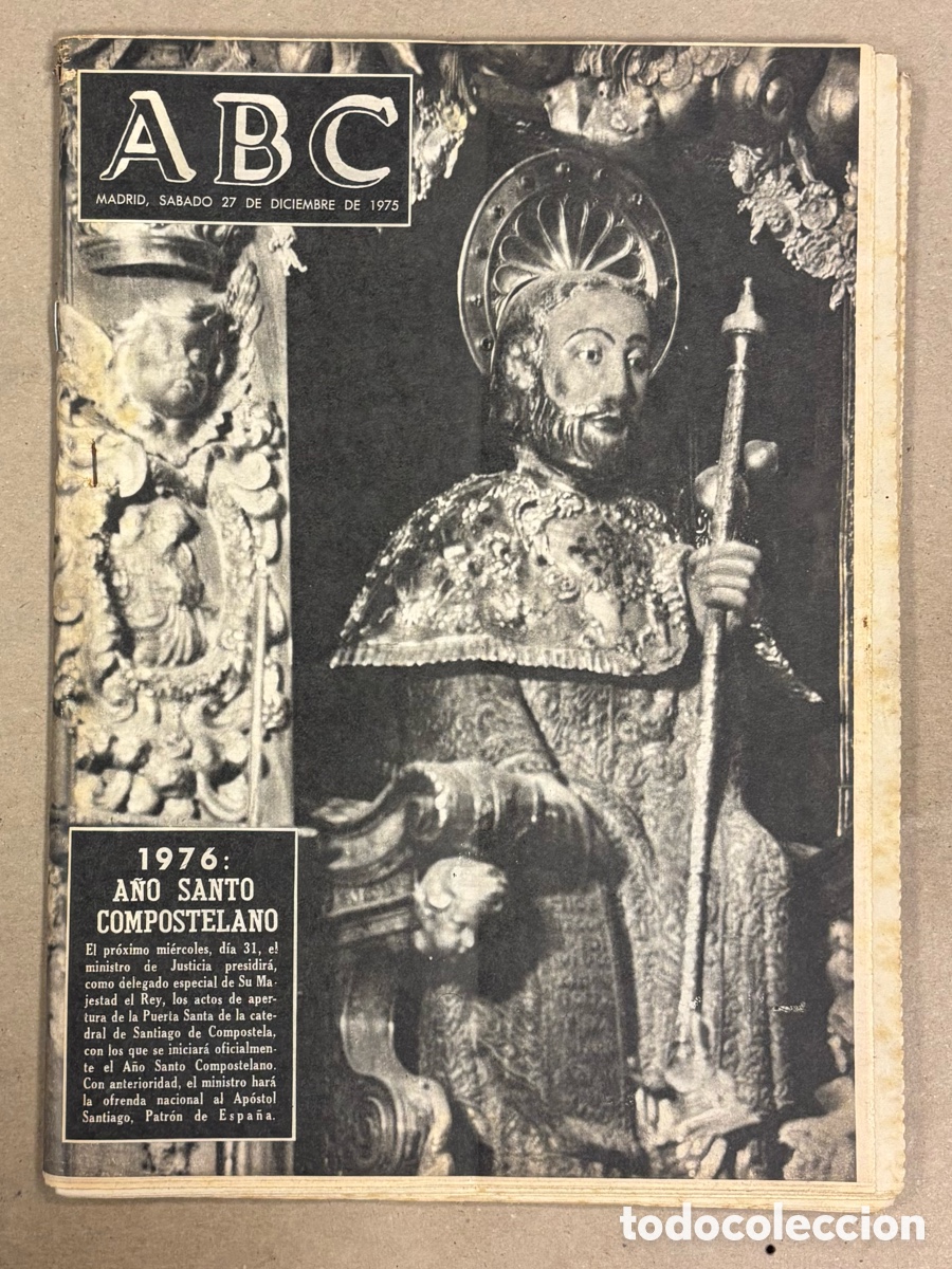 Coleccionismo de revistas y peri&oacute;dicos: ABC (27 DICIEMBRE 1975) 1976: A&Ntilde;O SANTO COMPOSTELANO, ARTURO FERNANDEZ, BARCELONA - MADRID, PACO CAM