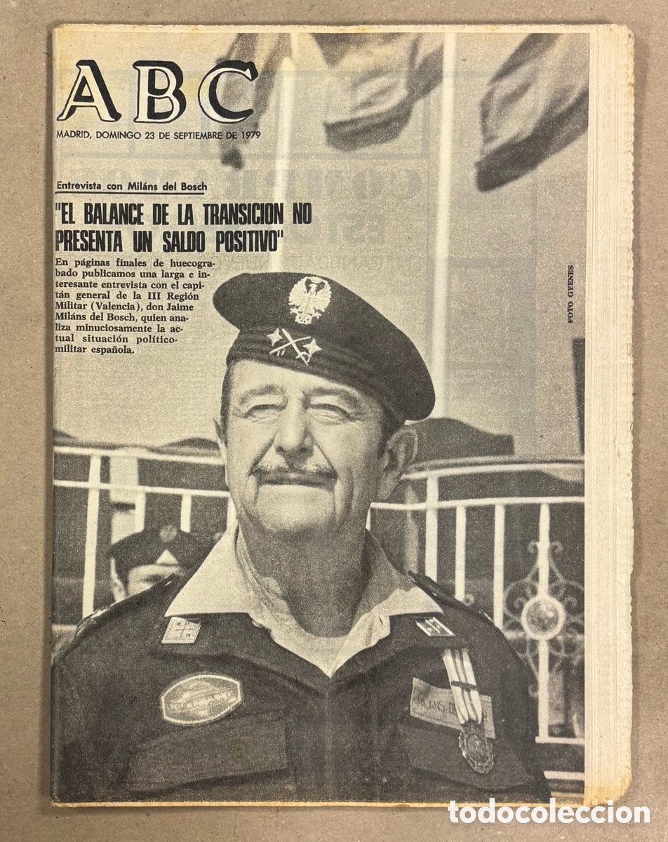 Coleccionismo de revistas y peri&oacute;dicos: ABC (23 SEPTIEMBRE 1979) ENTREVISTA A MIL&Aacute;NS DEL BOSCH, ANUNCIO ENTRENO PEL&Iacute;CULA CARTEL ALIEN