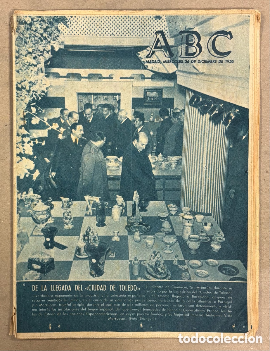 Coleccionismo de revistas y peri&oacute;dicos: ABC (26 DICIEMBRE 1959) EXPOSICI&Oacute;N DEL &ldquo;CIUDAD DE TOLEDO&rdquo;, BOTADURA EN C&Aacute;DIZ BUQUE &ldquo;ALONSO DE OJEDA&rdquo;