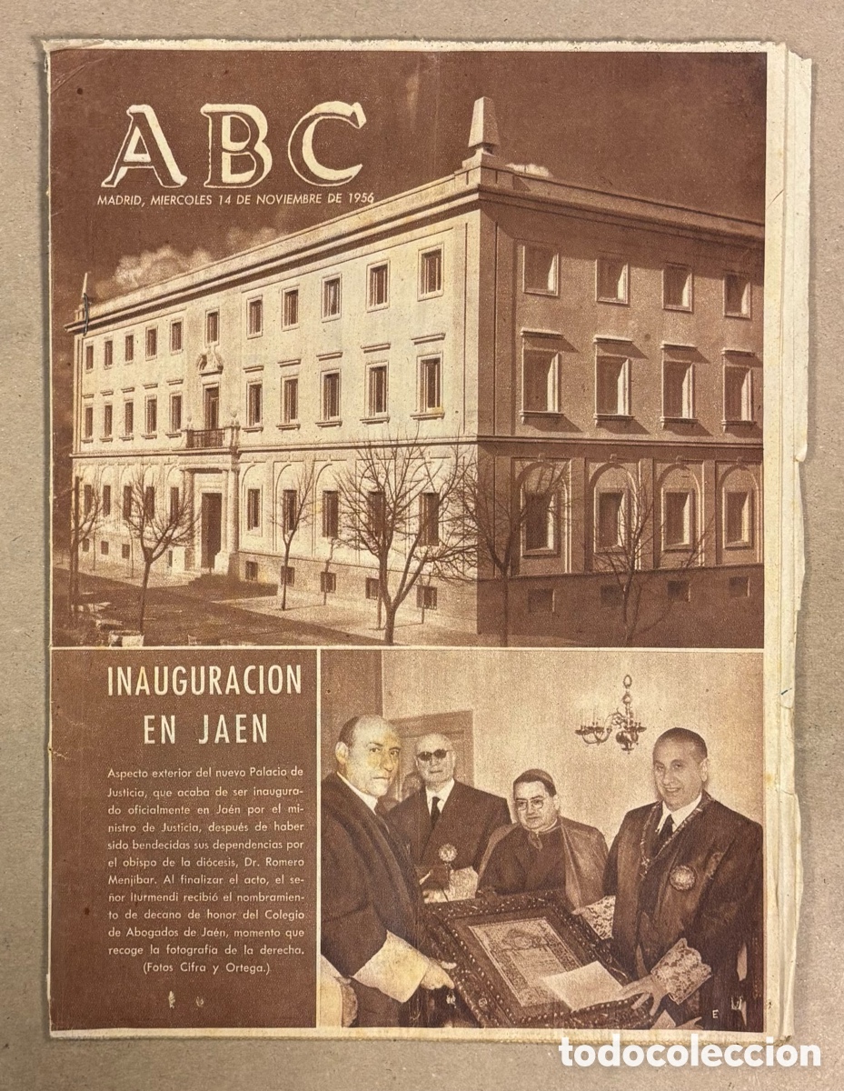 Coleccionismo de revistas y peri&oacute;dicos: ABC (14 NOVIEMBRE 1956) INAUGURACI&Oacute;N PALACIO DE JUSTICIA DE JA&Eacute;N, MANUEL DE FALLA,&hellip;