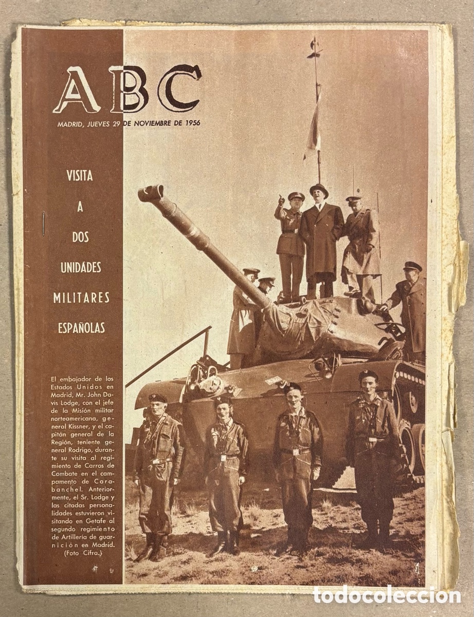 Coleccionismo de revistas y peri&oacute;dicos: ABC (29 NOVIEMBRE 1956) VISITA AMERICANA A 2 UNIDADES MILITARES ESPA&Ntilde;OLAS (CARABANCHEL Y GETAFE),,,