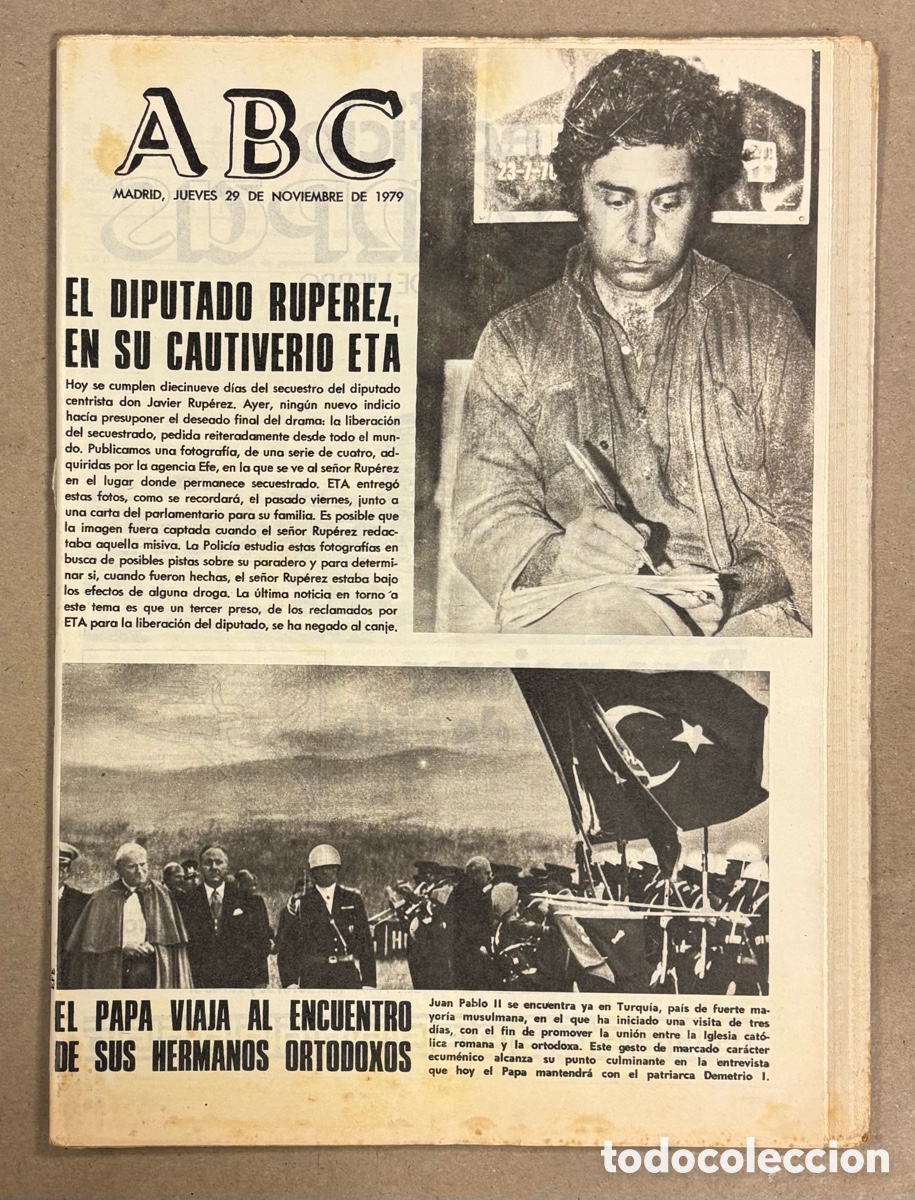 Coleccionismo de revistas y peri&oacute;dicos: ABC (29 NOVIEMBRE 1979) SECUESTRO ETA DIPUTADO JAVIER RUPEREZ, REAL SOCIEDAD SELECCI&Oacute;N ESPA&Ntilde;OLA