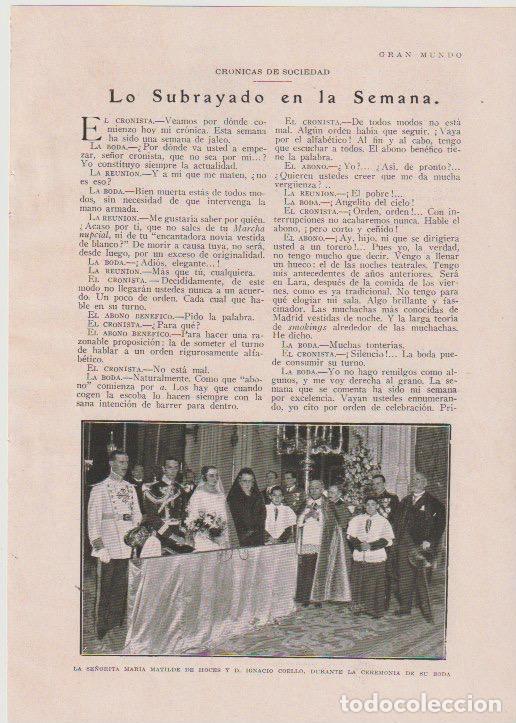 Coleccionismo de revistas y peri&oacute;dicos: * BODAS * Mar&iacute;a Matilde de Hoces; Carmen Pastor y Mend&iacute;vil; Piluca Sangro - 1930