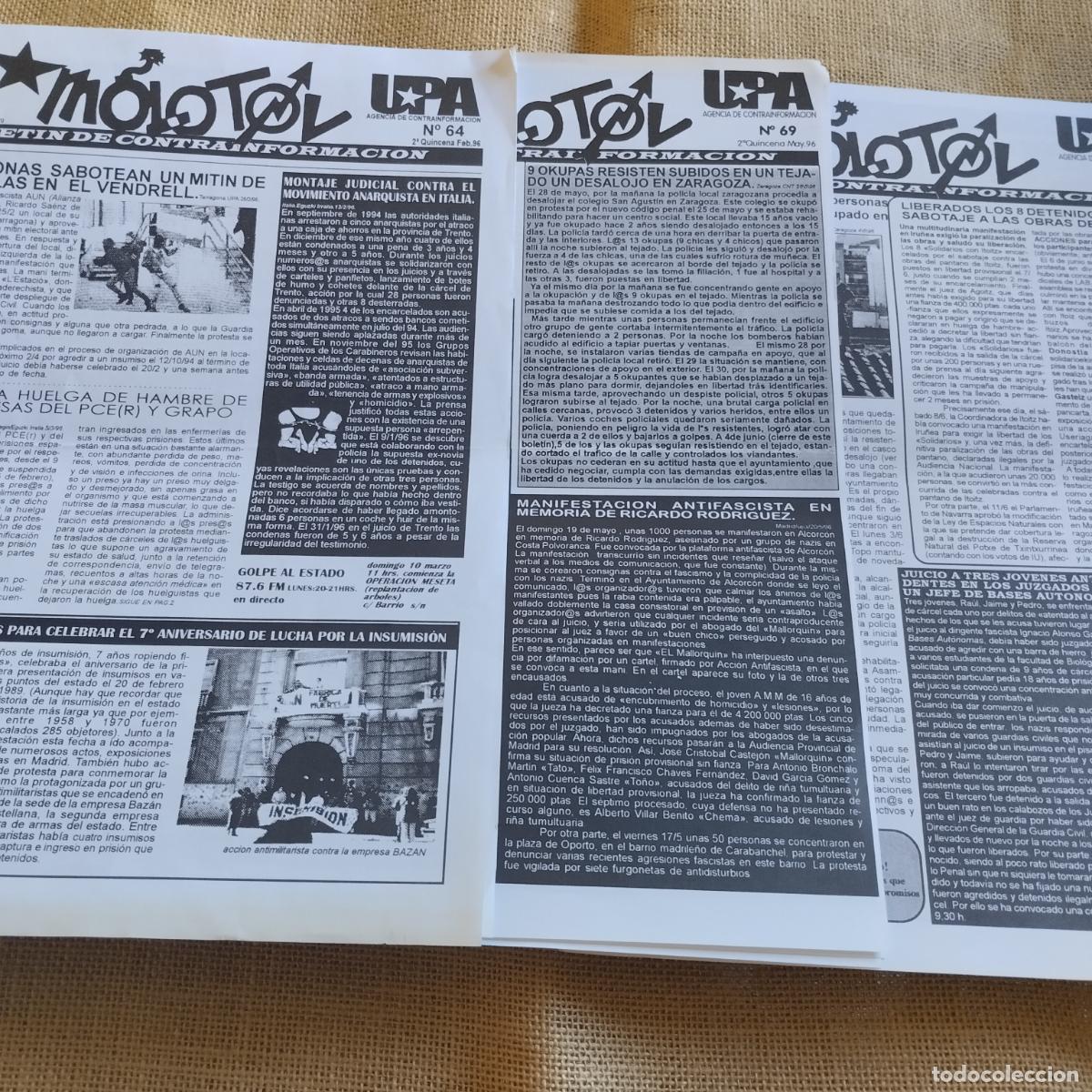 Coleccionismo de revistas y peri&oacute;dicos: MOLOTOV 3 BOLETINES N&ordm;64,69,70