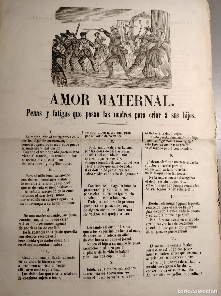 Coleccionismo de revistas y peri&oacute;dicos: PLIEGO DE CORDEL - ROMAN&Ccedil;OS - AMOR MATERNAL - SIGLO XIX