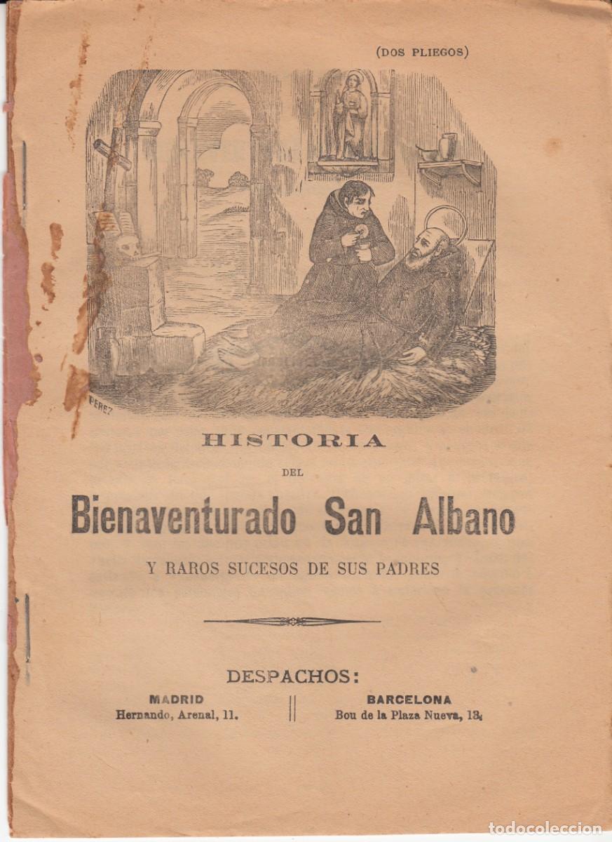 Coleccionismo de revistas y peri&oacute;dicos: PLIEGO DE CORDEL - ROMAN&Ccedil;OS HISTORIA DEL BIENAVENTURADO SAN ALBANO - SIGLO XIX