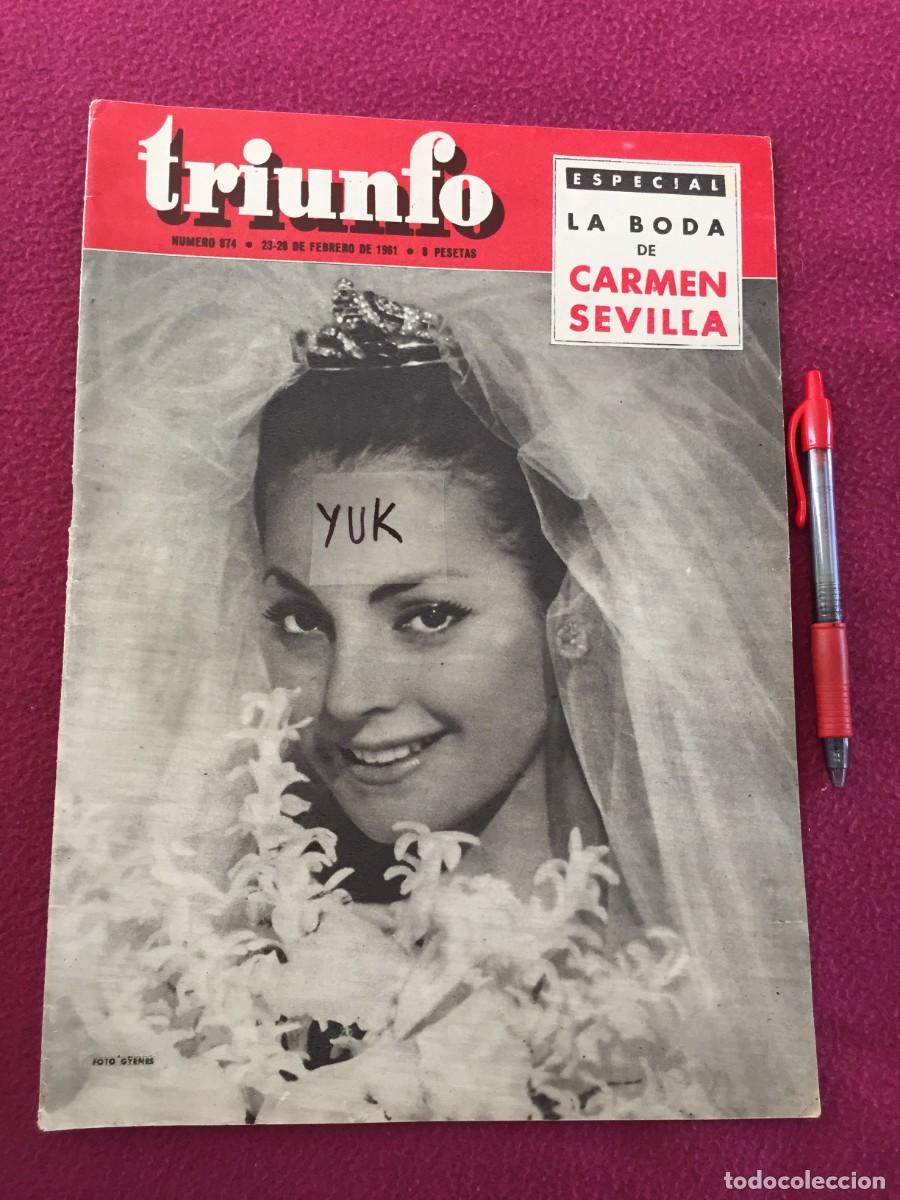Coleccionismo de revistas y peri&oacute;dicos: Revista Triunfo N&ordm; 874 FEBRERO 1961 -- BODA DE CARMEN SEVILLA -JEANNE VALERIE-GARY COOPER-B. BARDOT