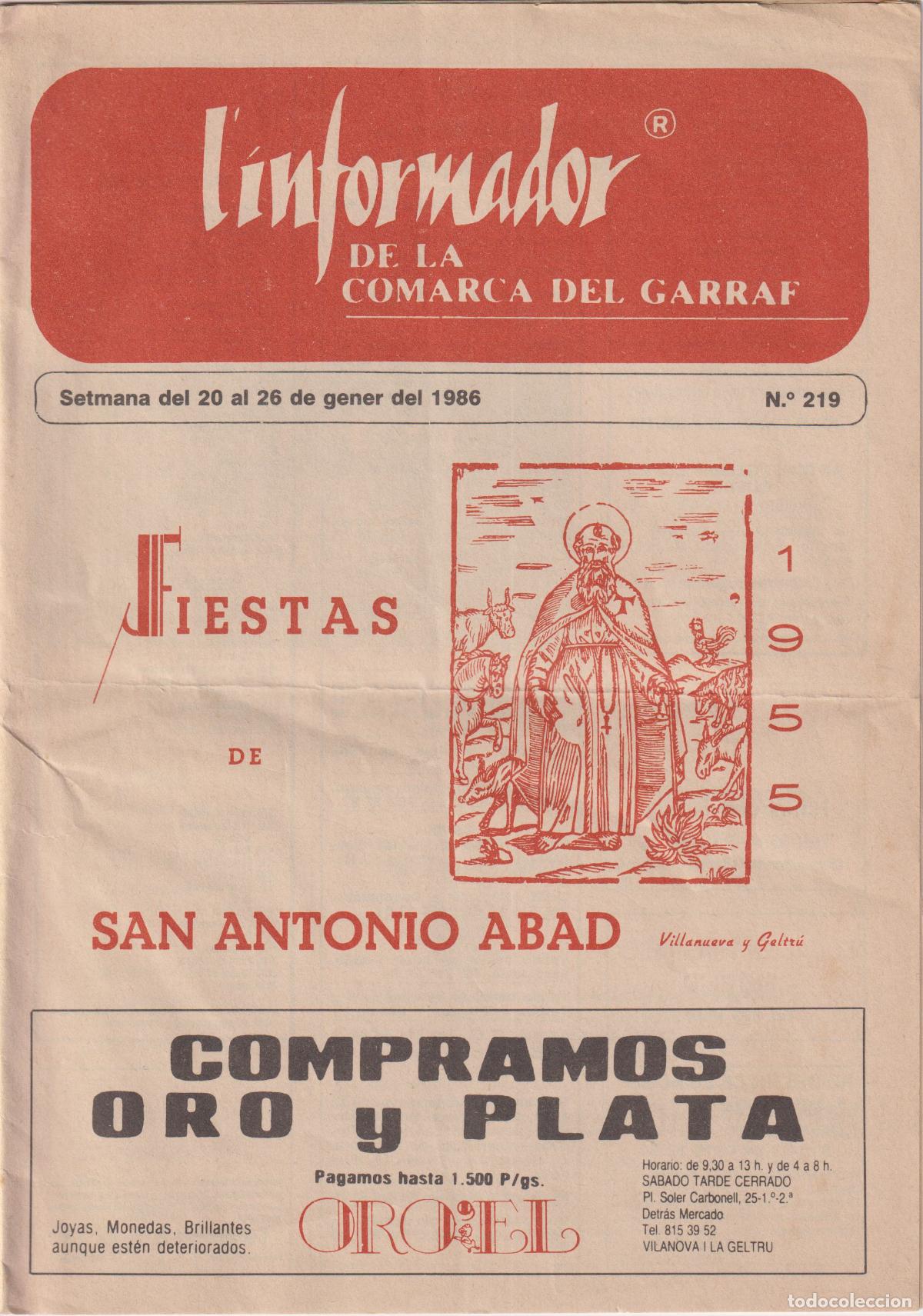 Coleccionismo de revistas y peri&oacute;dicos: L'INFORMADOR DE LA COMARCA DEL GARRAF N&ordm;219 - GENER 1986 - FIESTAS DE SAN ANTONIO ABAD