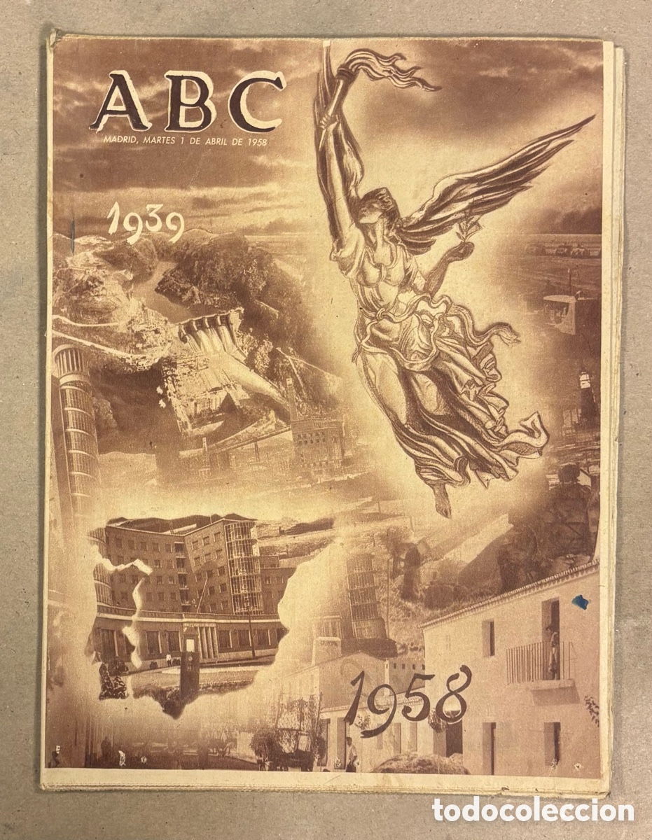Coleccionismo de revistas y peri&oacute;dicos: ABC (1 ABRIL 1958) 1939-1958 ANIVERSARIO VICTORIA, COPA DE EUROPA REAL MADRID - VASAS BUDAPEST,.