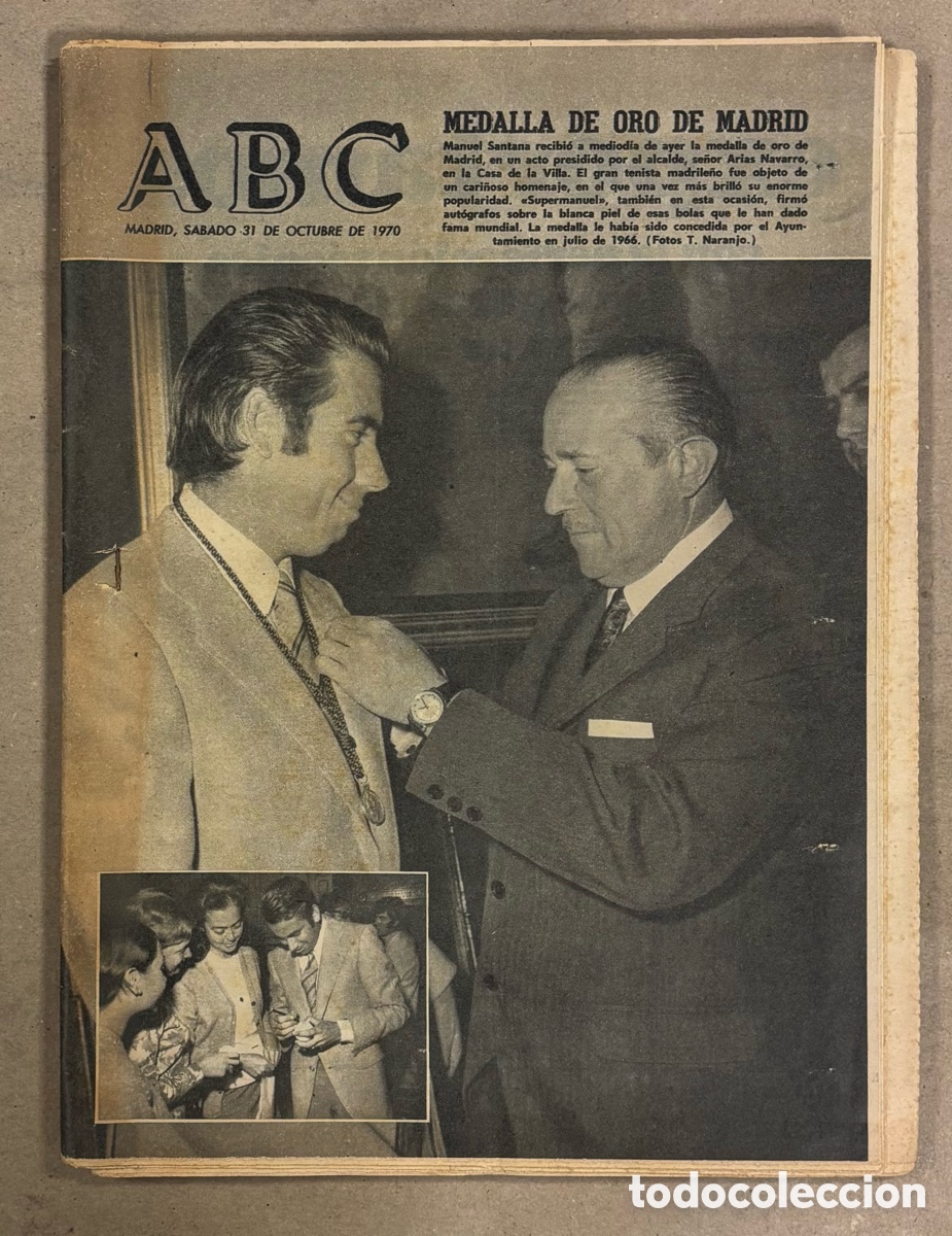 Coleccionismo de revistas y peri&oacute;dicos: ABC (31 OCTUBRE 1970) MANOLO SANTANA MEDALLA DE ORO DE MADRID, FRANCO ACLAMADO EN JEREZ