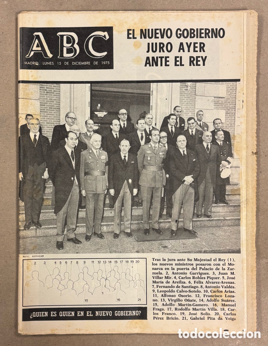 Coleccionismo de revistas y peri&oacute;dicos: ABC (15 DICIEMBRE 1975) NUEVO GOBIERNO JURA ANTE EL REY, SALAMANCA - REAL MADRID,&hellip;