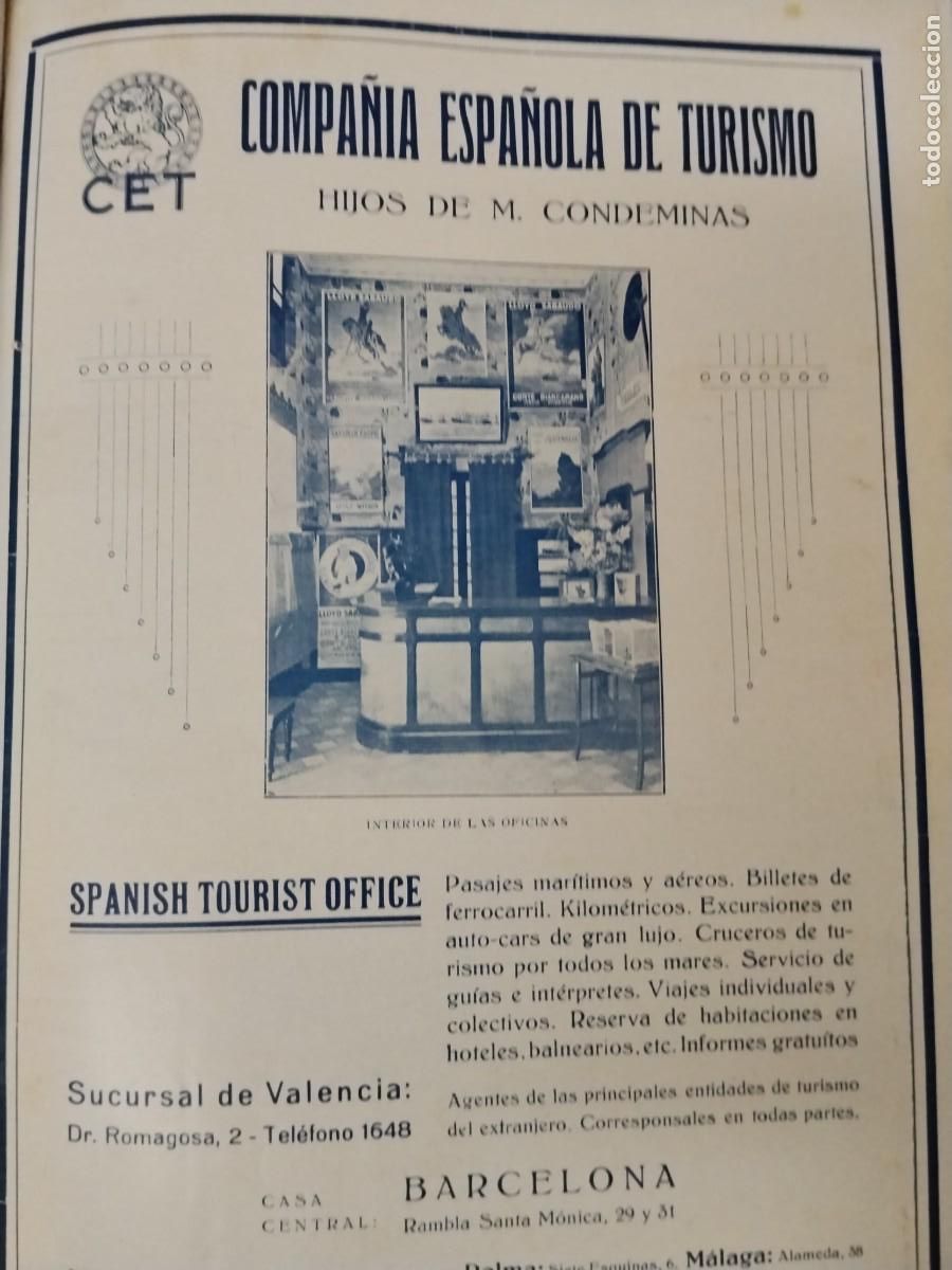 Coleccionismo de revistas y peri&oacute;dicos: COMPA&Ntilde;IA ESPAN̈OLA DE TURISMO HIJOS DE M.CONDEMINAS SUCURSAL VALENCIA CET HOJA A&Ntilde;O 1928