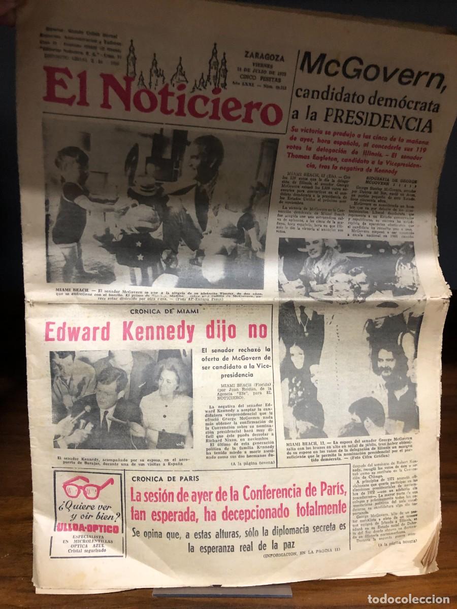 Coleccionismo de revistas y peri&oacute;dicos: Diario El Noticiero (14 de julio de 1972: McGovern, candidato dem&oacute;crata)
