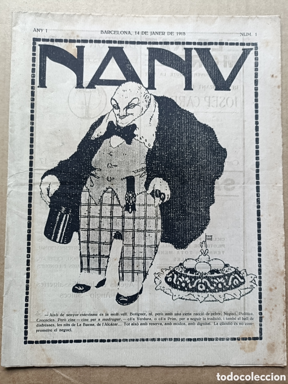 Coleccionismo de revistas y peri&oacute;dicos: Nanu n&uacute;mero 1 Barcelona 14 de janer de 1915 de l'estil d'en Papitu