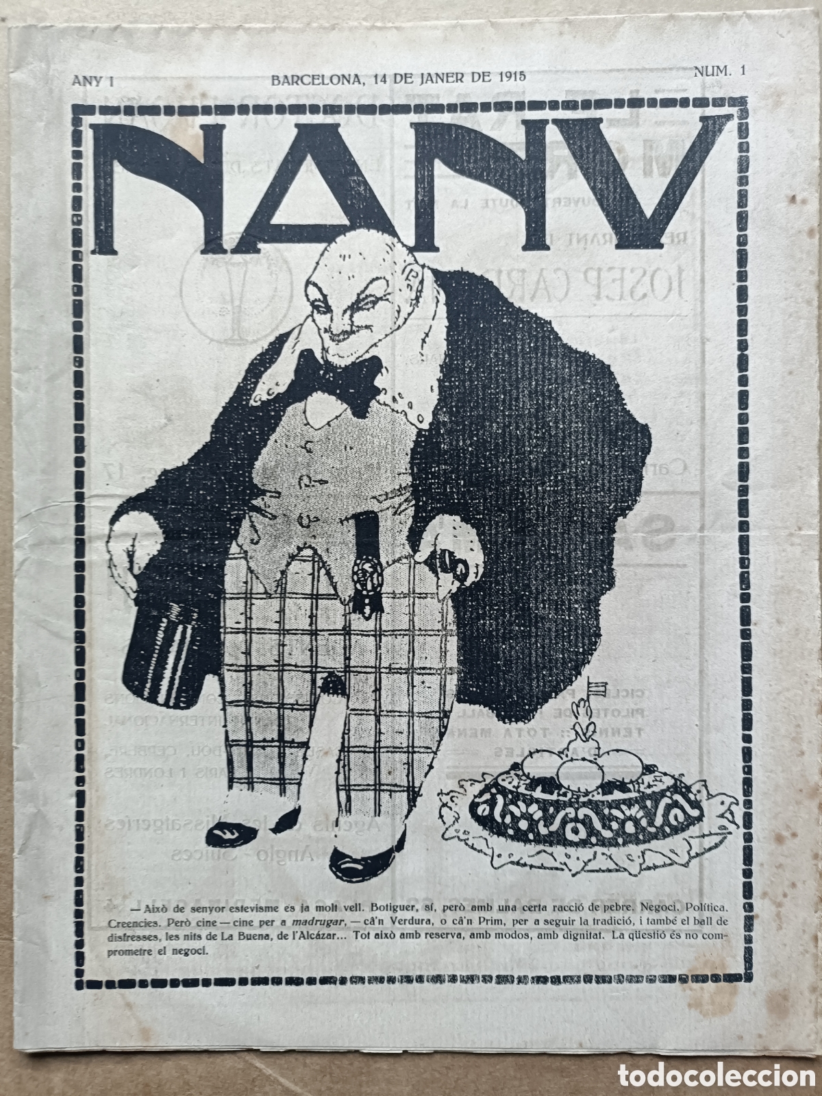 Coleccionismo de revistas y peri&oacute;dicos: Nanu n&uacute;mero 1 Barcelona 14 de janer de 1915 de l'estil d'en Papitu