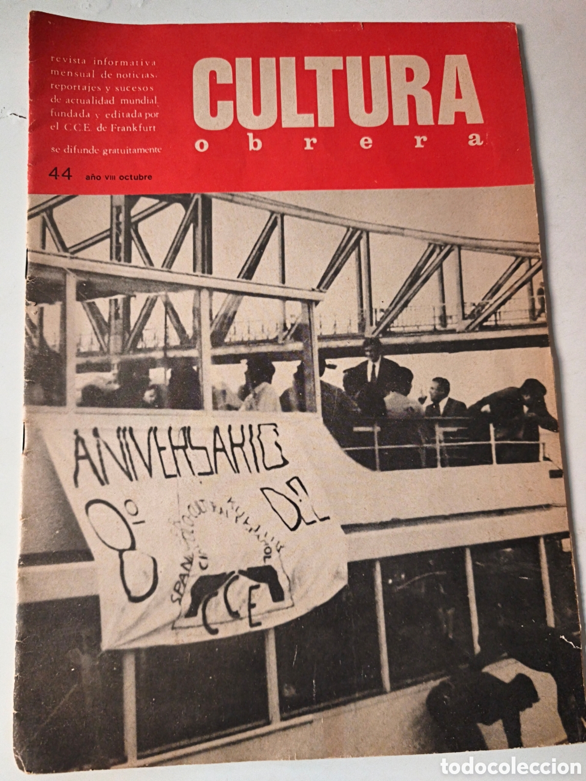 Coleccionismo de revistas y peri&oacute;dicos: Cultura Obrera. N&uacute;mero 44. A&ntilde;os 60