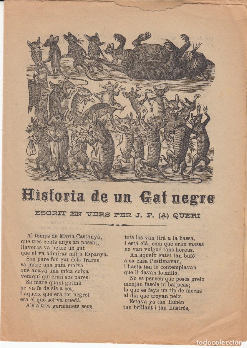 Coleccionismo de revistas y peri&oacute;dicos: PLIEGO DE CORDEL - ROMAN&Ccedil;OS - HISTORIA DE UN GAT NEGRE - SIGLO XIX