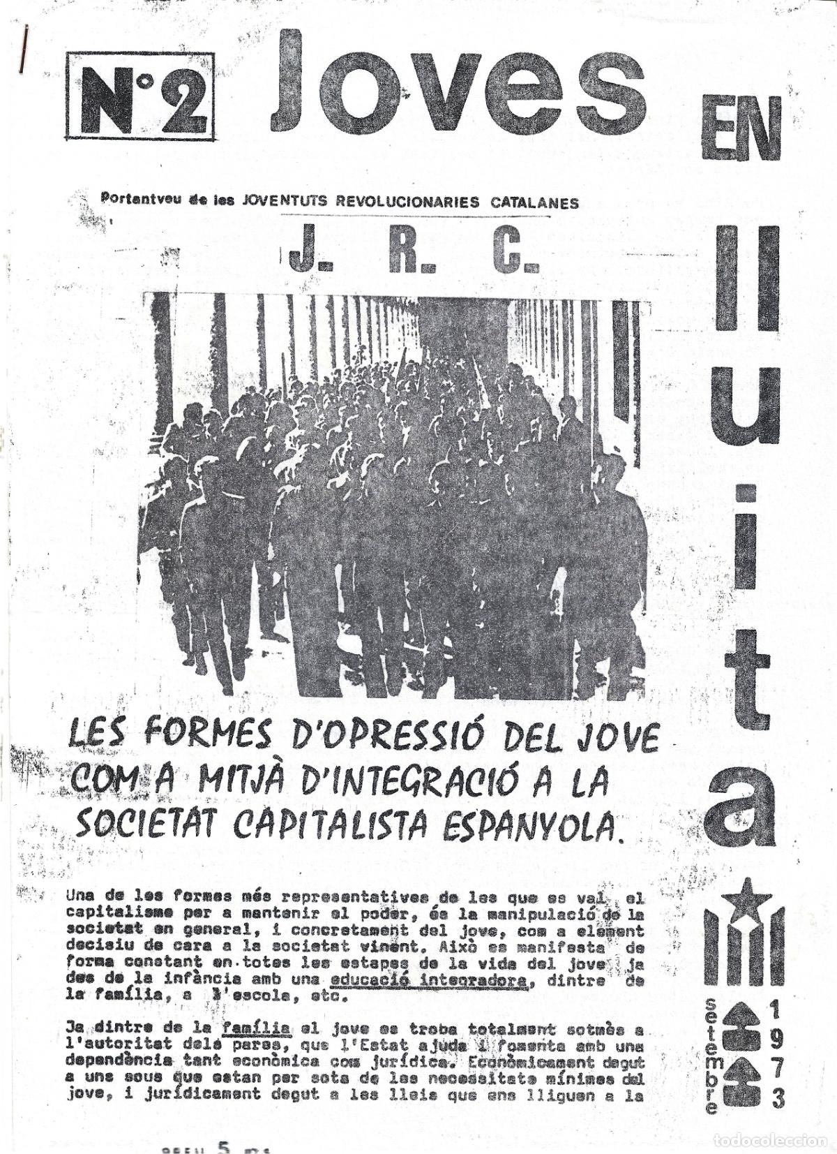Coleccionismo de revistas y peri&oacute;dicos: TRANSICION-JOVES EN LLUITA N&ordm; 2 PORTANTVEU DE LES JOVENTUTS REVOLUCIONARIES CATALANES-SETEMBRE 1973
