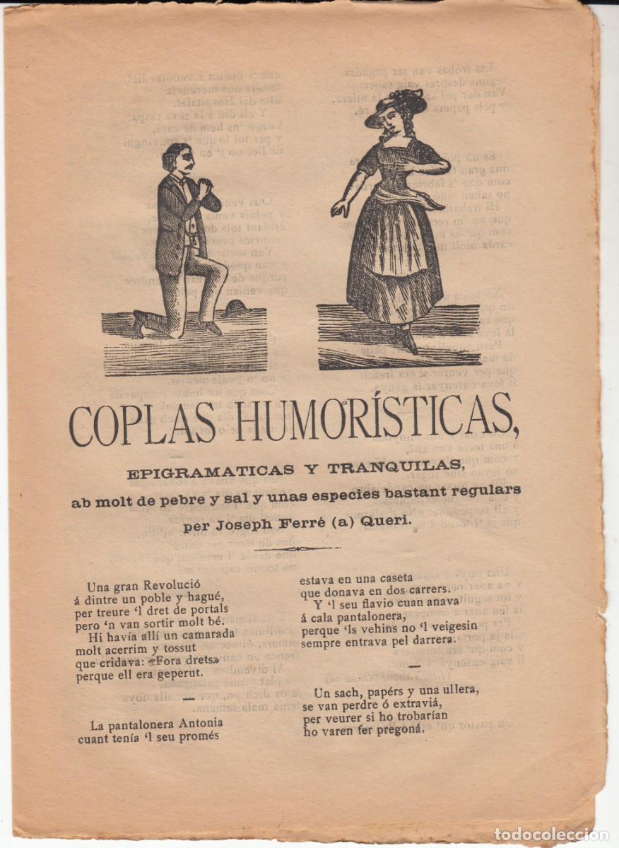 Coleccionismo de revistas y peri&oacute;dicos: PLIEGO DE CORDEL - ROMAN&Ccedil;OS - COPLAS HUMOR&Iacute;STICAS - SIGLO XIX