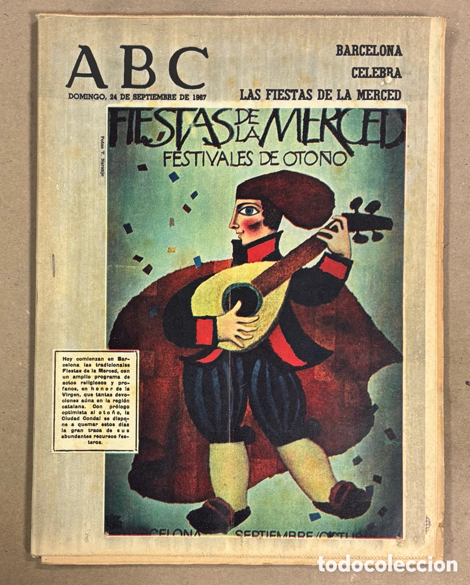Coleccionismo de revistas y peri&oacute;dicos: ABC (24 SEPTIEMBRE 1967) FIESTAS DE LA MERCED BARCELONA, MG 1100, ESPA&Ntilde;A FINALISTA COPA DAVIS